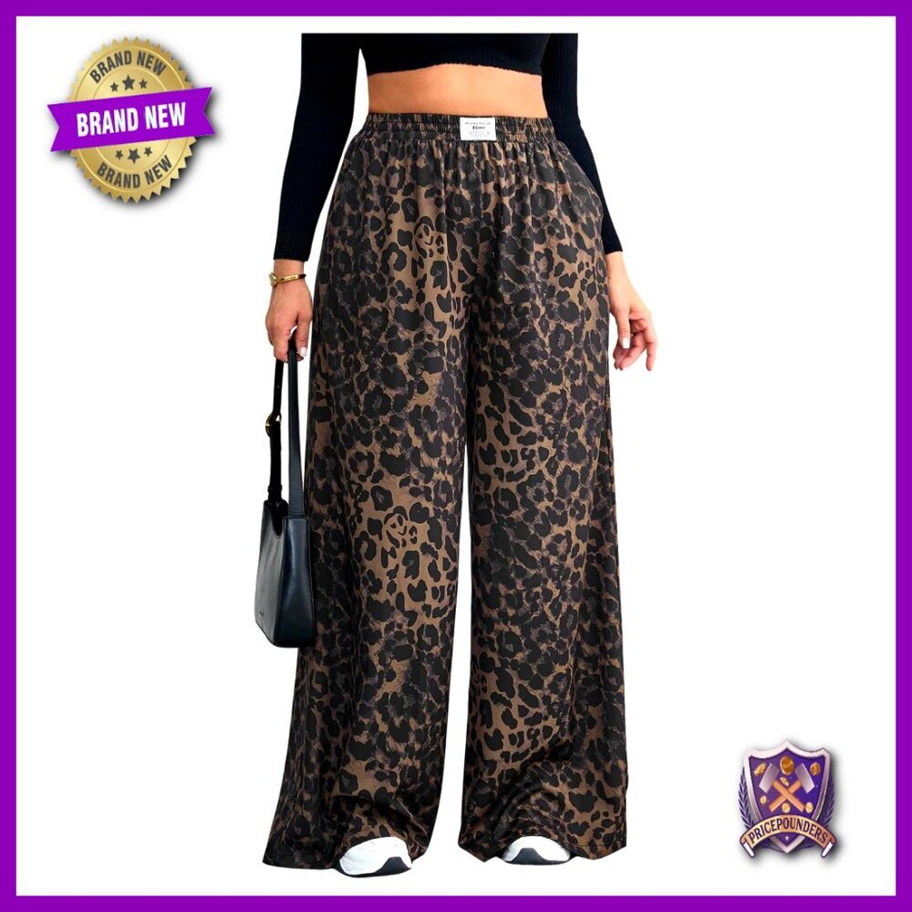 Plus Size High Waisted Wide Leg Pants with Pockets Casual Wear